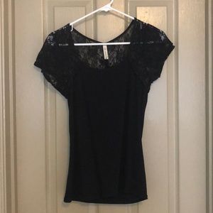 Black lace T-shirt
